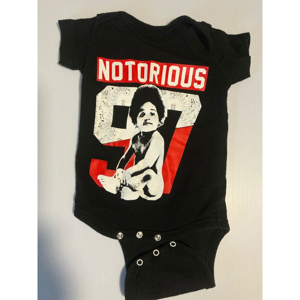 Brooklyn Mint Notorious BIG Bodysuit Baby 0-6M Black Good Short Sleeve Graphic
